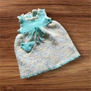 Handmade  crochet sweetie Pie  Baby Dress 9-12mnths